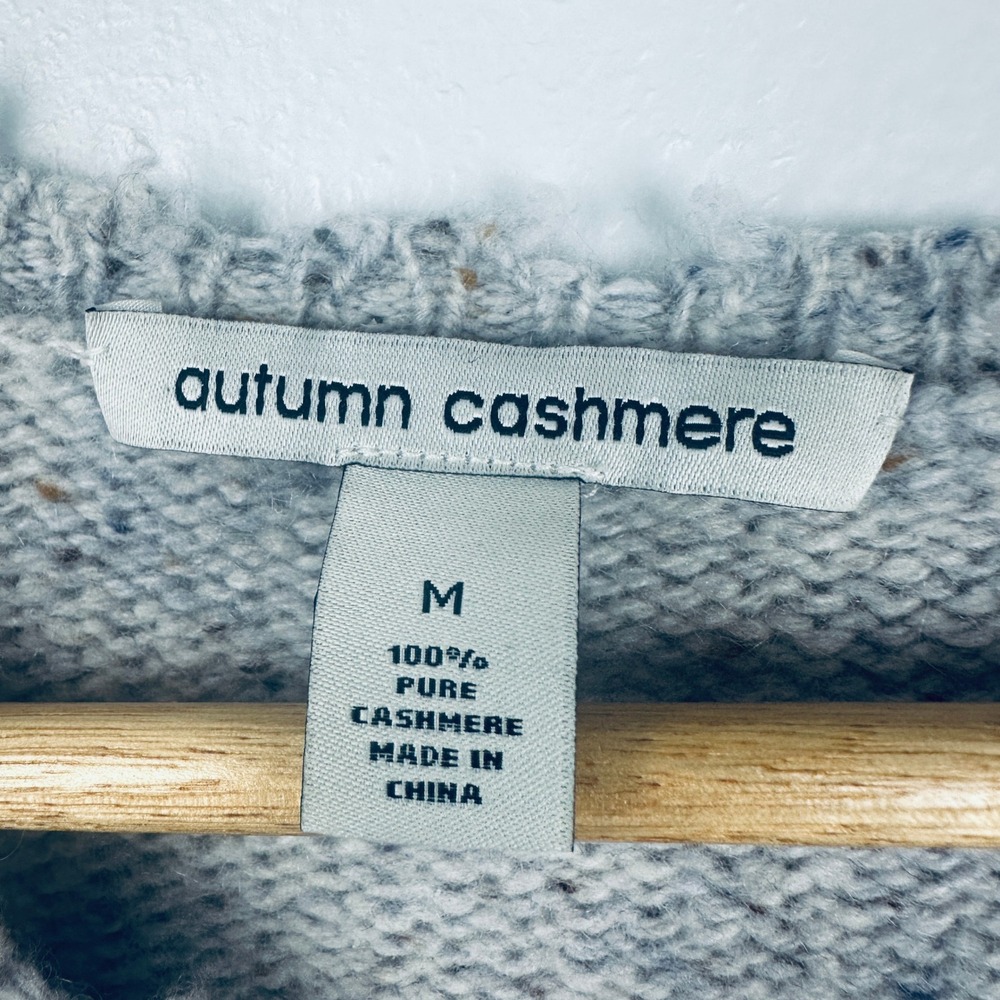 Autumn Cashmere Distressed Crewneck Sweater Light Blue Speckled Knit M - Picture 4 of 9